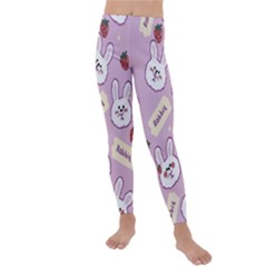 Illustration Rabbit Cartoon Background Pattern Kids  Lightweight Velour Leggings by Sudhe