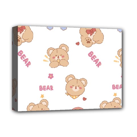 Illustrations Bear Cartoon Background Pattern Deluxe Canvas 16  X 12  (stretched)  by Sudhe