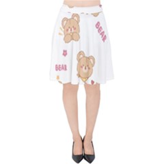 Illustrations Bear Cartoon Background Pattern Velvet High Waist Skirt by Sudhe