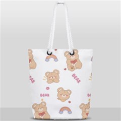 Illustrations Bear Cartoon Background Pattern Full Print Rope Handle Tote (small) by Sudhe