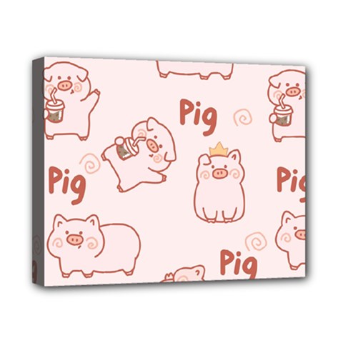 Pig Cartoon Background Pattern Canvas 10  X 8  (stretched) by Sudhe