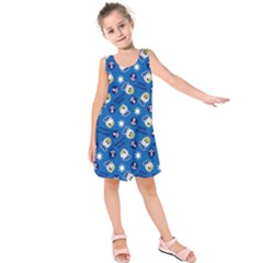 Illustration Duck Cartoon Background Kids  Sleeveless Dress by Sudhe