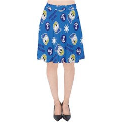 Illustration Duck Cartoon Background Velvet High Waist Skirt by Sudhe