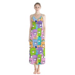 Care Bears Bear Background Cartoon Button Up Chiffon Maxi Dress by Sudhe