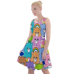 Care Bears Bear Background Cartoon Knee Length Skater Dress by Sudhe