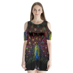 Beautiful Peacock Feather Shoulder Cutout Velvet One Piece by Jancukart