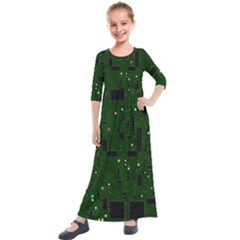 Board Conductors Circuits Kids  Quarter Sleeve Maxi Dress by Jancukart