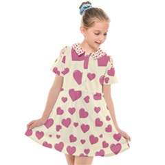 Valentine Flat Love Hearts Design Romantic Kids  Short Sleeve Shirt Dress by Amaryn4rt