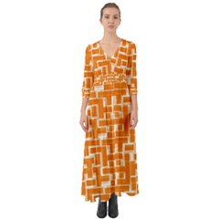 Illustration Orange Background Rectangles Pattern Button Up Boho Maxi Dress by Amaryn4rt