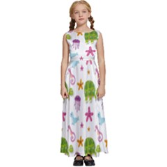 Turtles Animals Sea Life Kids  Satin Sleeveless Maxi Dress by Amaryn4rt