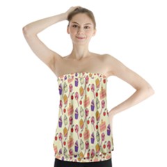 Food Illustration Cupcake Pattern Lollipop Strapless Top by Amaryn4rt