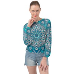 Mandala Blue Banded Bottom Chiffon Top by zappwaits