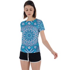 Mandala Blue Back Circle Cutout Sports Tee by zappwaits