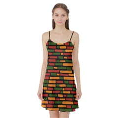 African Wall Of Bricks Satin Night Slip by ConteMonfrey