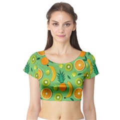 Fruit Tropical Pattern Design Art Short Sleeve Crop Top by danenraven