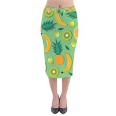 Fruit Tropical Pattern Design Art Velvet Midi Pencil Skirt by danenraven