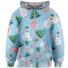 Christmas Sweets Snowman Background Kids  Zipper Hoodie Without Drawstring by danenraven