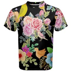 Illustration Bird Flower Floral Background Men s Cotton Tee by danenraven