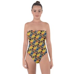 Illustration Geometric Pattern Colorful Pattern Tie Back One Piece Swimsuit by danenraven