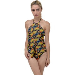 Illustration Geometric Pattern Colorful Pattern Go With The Flow One Piece Swimsuit by danenraven