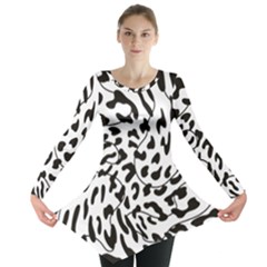 Leopard Print Black And White Long Sleeve Tunic  by ConteMonfrey