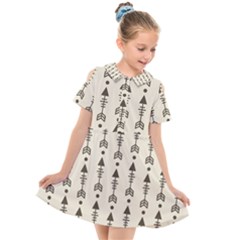 Black And Grey Arrows Kids  Short Sleeve Shirt Dress by ConteMonfrey