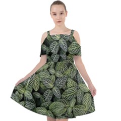 Leaves Foliage Botany Plant Cut Out Shoulders Chiffon Dress by Ravend