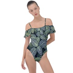 Leaves Foliage Botany Plant Frill Detail One Piece Swimsuit by Ravend