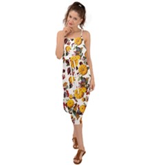 Pumpkin Fruit Flower Pattern Waist Tie Cover Up Chiffon Dress by Ravend
