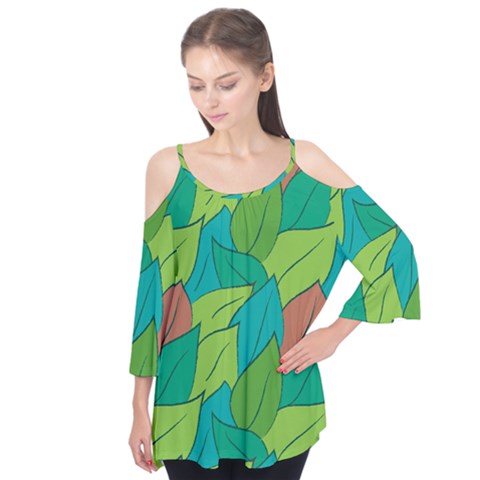 Leaves Pattern Autumn Background Flutter Tees by Ravend