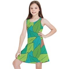 Leaves Pattern Autumn Background Kids  Lightweight Sleeveless Dress by Ravend