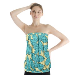 Illustration Sheets Dry Leaves Print Pattern Strapless Top by Ravend