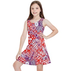 Leaf Red Point Flower White Kids  Lightweight Sleeveless Dress by Ravend