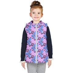 Roses Flowers Background Leaves Kids  Hooded Puffer Vest by Ravend