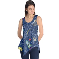 Illustration Cat Space Astronaut Rocket Maze Sleeveless Tunic by Ravend