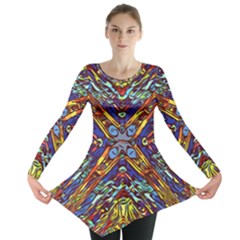 Mosaic Pattern Background Long Sleeve Tunic  by Ravend