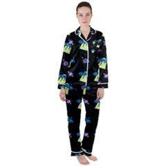 Illustration Cosmos Cosmo Rocket Spaceship -ufo Satin Long Sleeve Pajamas Set by danenraven