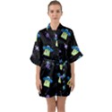 Illustration Cosmos Cosmo Rocket Spaceship -ufo Half Sleeve Satin Kimono  View1