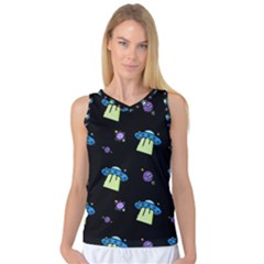 Illustration Cosmos Cosmo Rocket Spaceship Ufo Women s Basketball Tank Top by danenraven