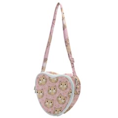 Cat Pattern Pink Background Heart Shoulder Bag by danenraven