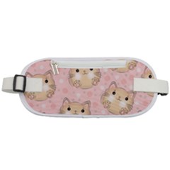 Cat Pattern Pink Background Rounded Waist Pouch by danenraven