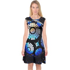 Illustration Tech Galaxy Robot Bot Science Capsleeve Midi Dress by danenraven