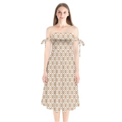 Brown Little Paws - Cute Cat Lover  Shoulder Tie Bardot Midi Dress by ConteMonfrey