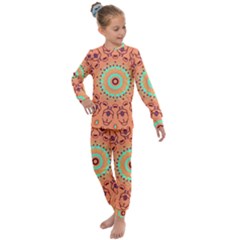 Folk Art Pattern Folk Art Background Kids  Long Sleeve Set  by danenraven