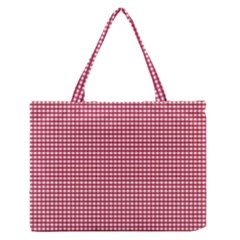 Red Gingham Check Zipper Medium Tote Bag by artworkshop