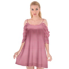 Red Gingham Check Cutout Spaghetti Strap Chiffon Dress by artworkshop