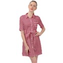 Red Gingham Check Belted Shirt Dress View1