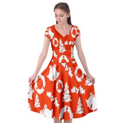 Orange  Card Christmas December Cap Sleeve Wrap Front Dress by artworkshop