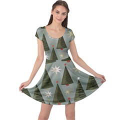 Christmas Trees Pattern Cap Sleeve Dress by artworkshop