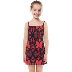 Christmas Red Black Xmas Gift Kids  Summer Sun Dress by artworkshop